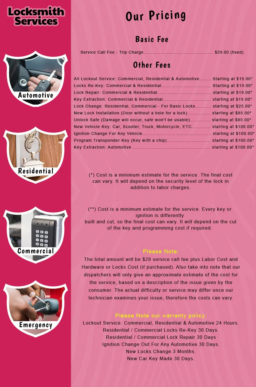 Warren NJ Locksmith Store Warren, NJ 908-502-7172 - price-list-c-18